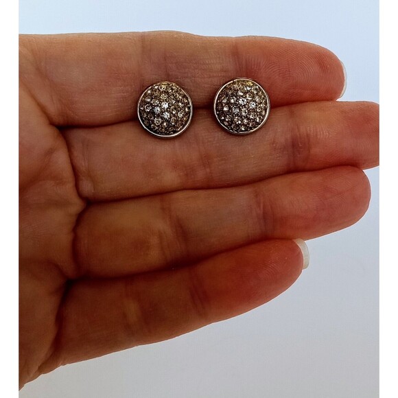 J Crew Pave Rhinestone Sparkly Silver Tone Sparkle Post Stud Earrings 1/2 in - Picture 8 of 8